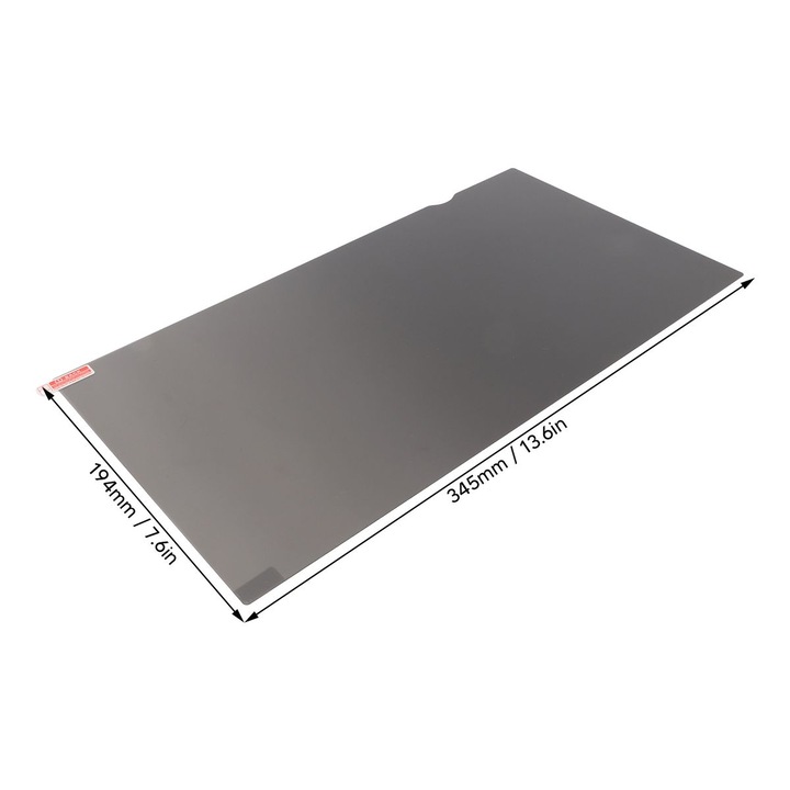 Laptop képernyőszűrő 15.6 inch, tükröződésmentes, karcálló, fekete, 345x194mm