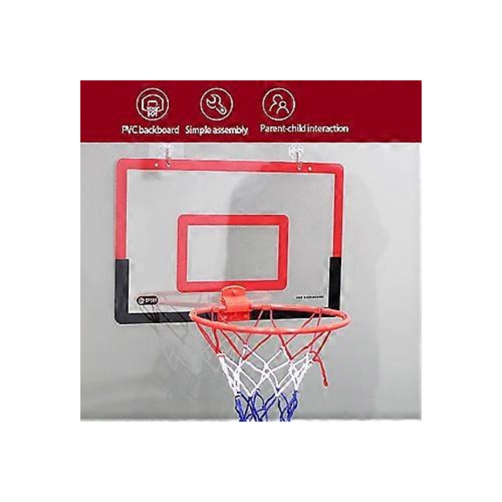 Set mini cos baschet interior ajustabil negru 40x26cm pentru copii si adulti