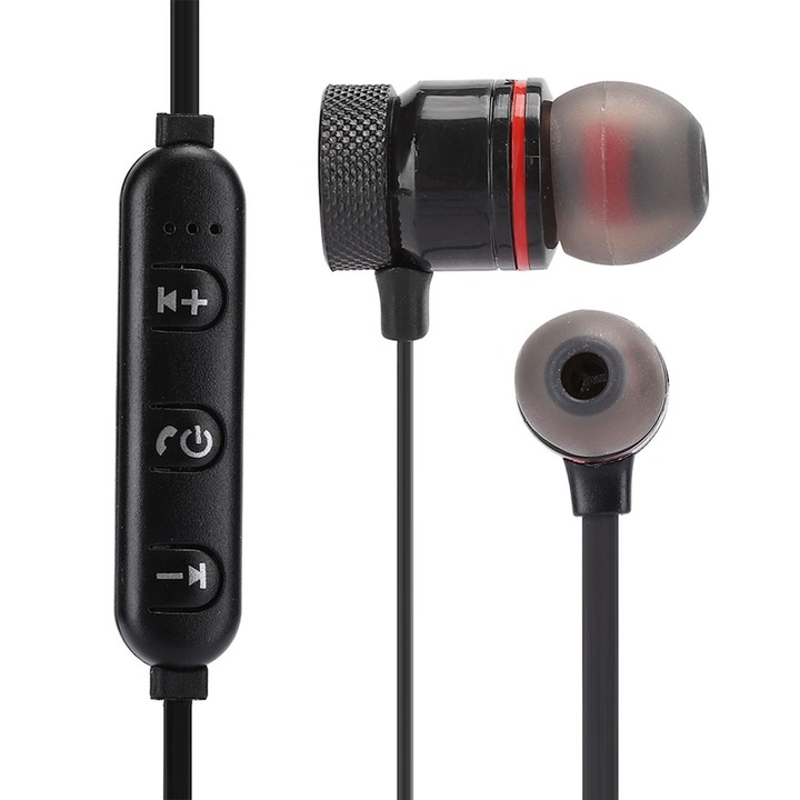 Vezeték nélküli sport fülhallgató, fekete vagy piros, Bluetooth 5.0, 4 óra üzemidő