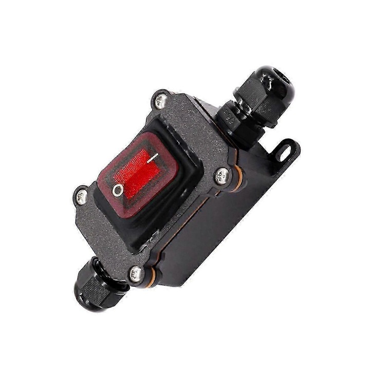 Vízálló inline kapcsoló IP67, 12V DC, 20A, fekete, 10x5x3cm