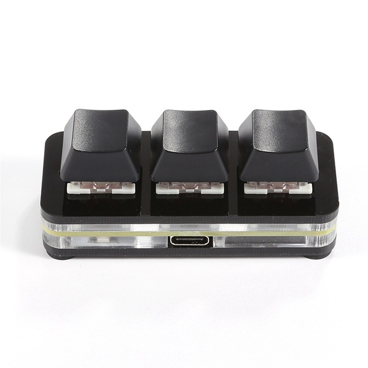 Mini mechanikus billentyűzet 3 gombos, fekete, RGB, 3x kompakt