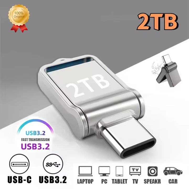 Memorie USB 3.0 Type-C dual, 512GB/1TB/2TB, argintiu/negru, 15.5x30x6.5mm