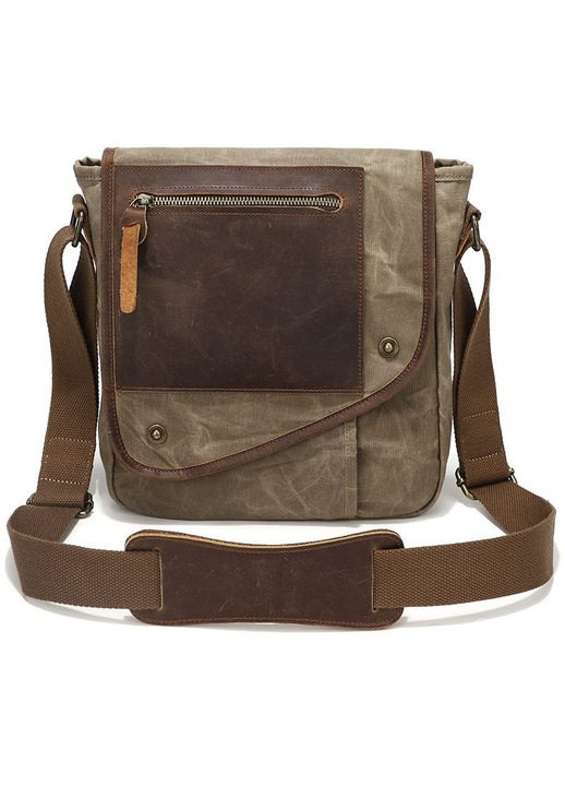 Férfi crossbody táska, vízálló, üzleti, khaki, 30x10x20cm