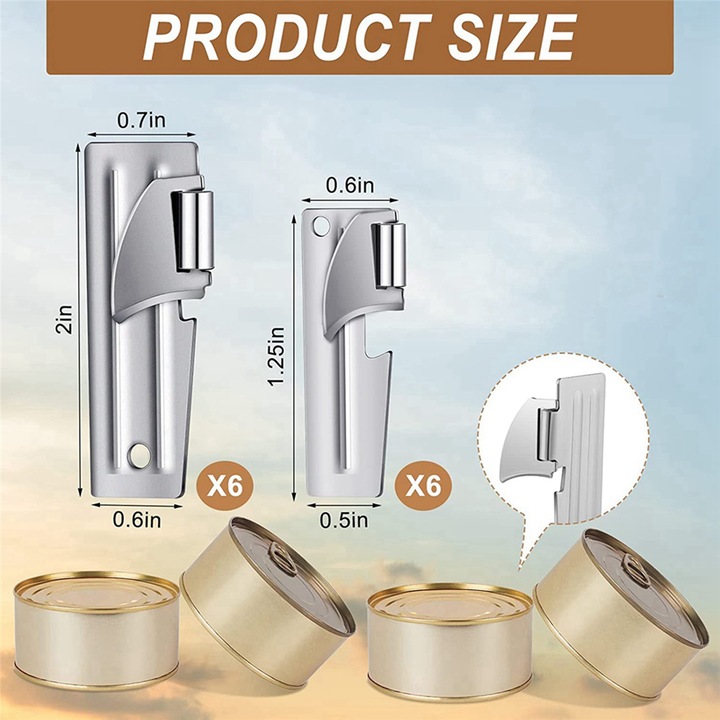 Konzervnyitó kemping szett 24 db rozsdamentes acél 5.1x1.8x1.5cm és 3.8x1.2x1.5cm ezüst
