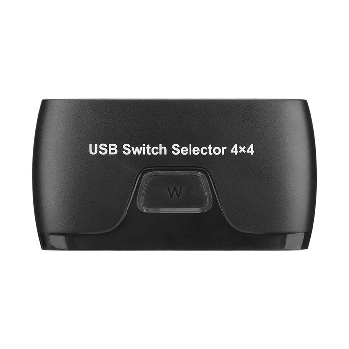 KVM kapcsoló 4 portos USB 2.0, eszközmegosztás, fekete, kompakt