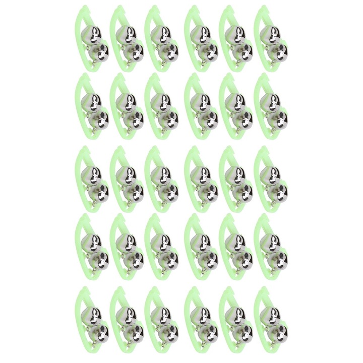 Set 30 semnale luminoase pescuit, plastic metal, verde, 5x3cm