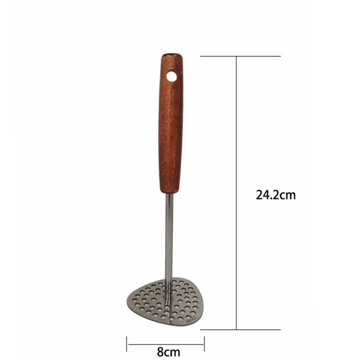 Piure de cartofi, inox si lemn, 8x24.2cm, argintiu