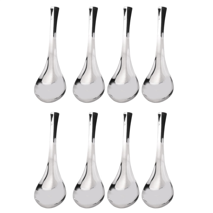 Set 8 linguri pentru supa, otel inoxidabil, grosime mare, argintiu, 16cm