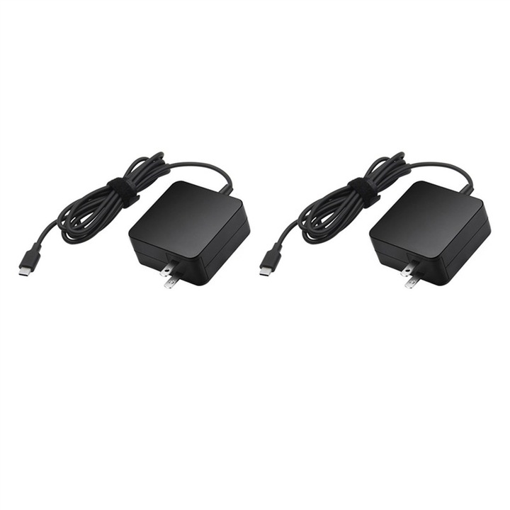 Gyors töltő 65W, C típusú, fekete, 2x, 20V3.25A, US csatlakozó