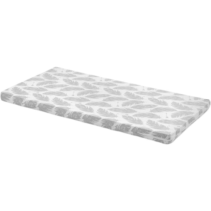 Saltea din spuma poliuretanica, imprimeu cu pene, 120 x 60 x 6 cm, Sensillo 306777, Gri