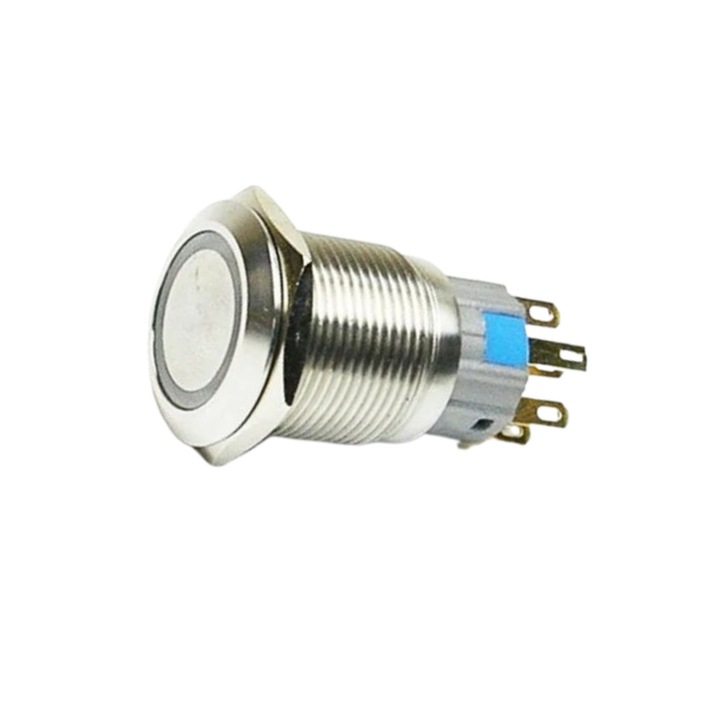 Pillanatnyi kapcsoló 19mm kék LED gyűrű IP67