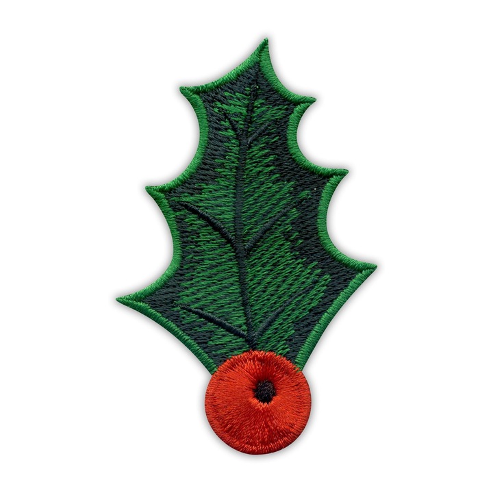 Textil folt Patchion zöld levél piros 7.2x4.5cm