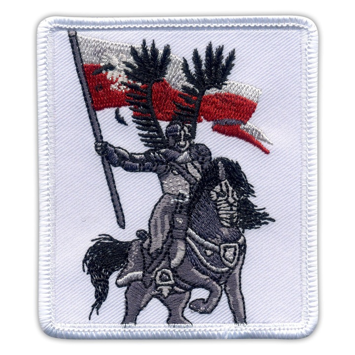 Hímzett Patchion folt, lengyel lovag lóval, többszínű, 9x7.7cm