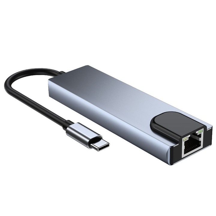 USB-C хъб 5-в-1, многоцветен, 14см