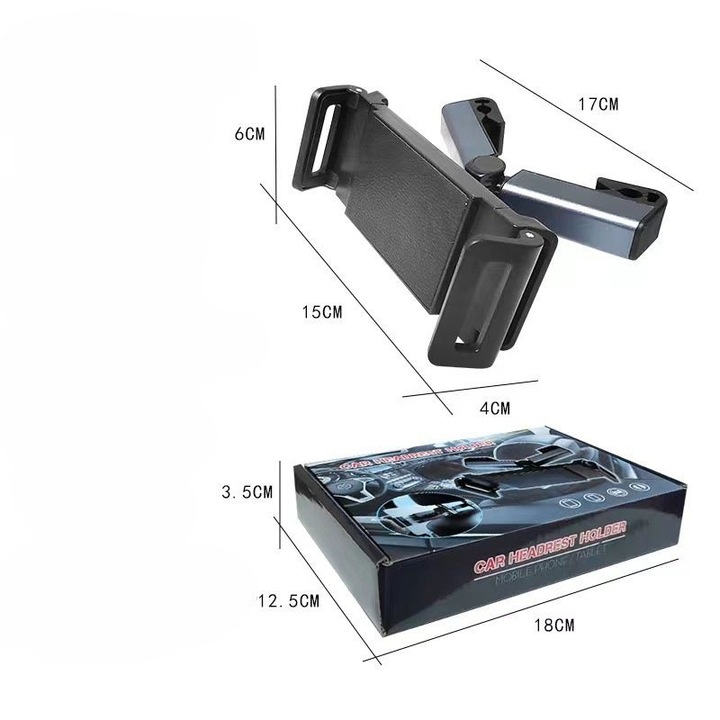 Suport tableta auto reglabil rotativ telescopic negru 7-12inch