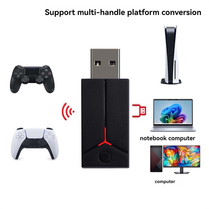 Adaptor wireless pentru jocuri, negru, 10x5x2cm
