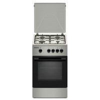 Aragaz HEINNER HFSC-K50SL, Gaz, 4 arzatoare, Duze GPL incluse, Tava si gratar cromat, 50 cm Argintiu