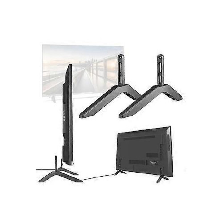 Suport TV universal, negru, aliaj, 2 piese, 99lbs, 15x10cm