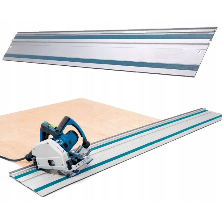 Sina de ghidaj universala pentru fierastrau cu plonjare si circular, rigla de taiere din aluminiu de inalta rezistenta, benzi antiderapante si anti-span integrate, argintiu, 80 cm