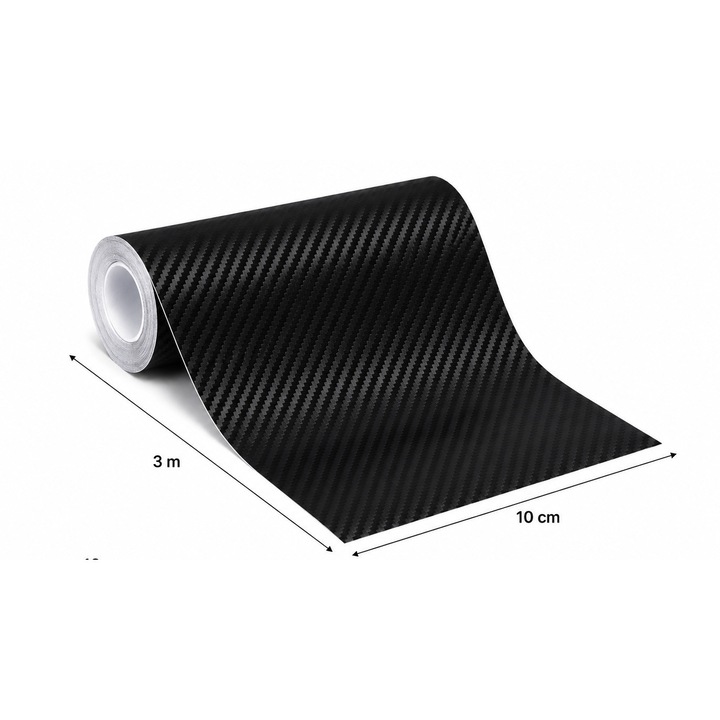 Öntapadós szénszálas fólia szalag 3D fekete 10x300cm karcálló