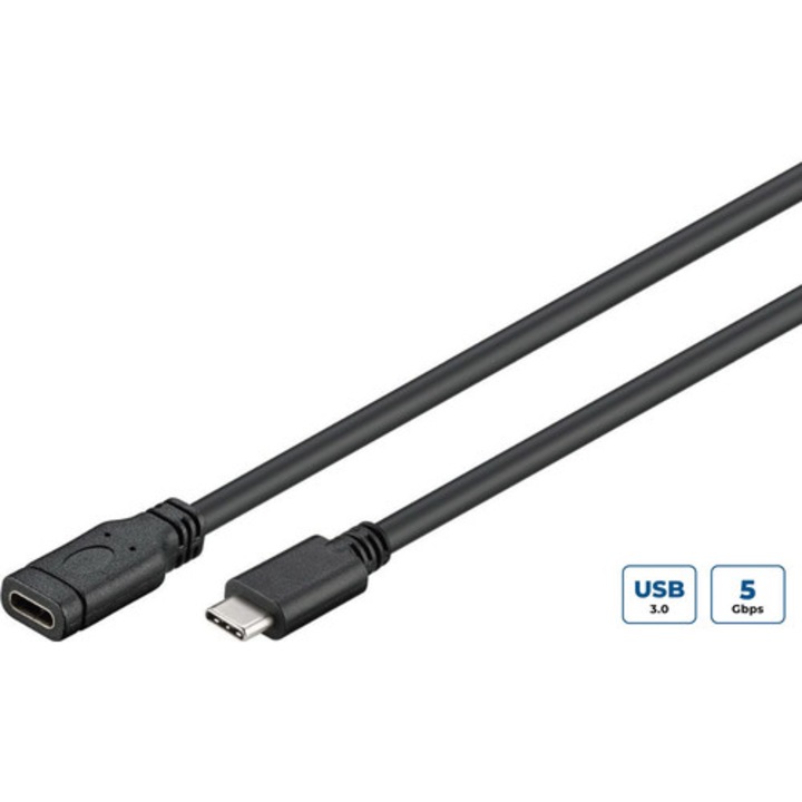 MicroConnect USB-C kábel 3.2 Gen 1 fekete ezüst 0.5m