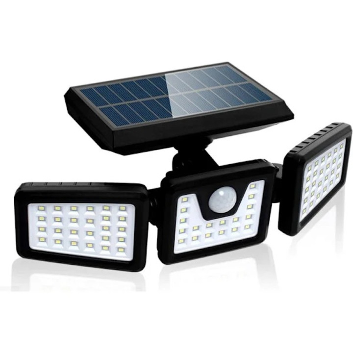 70 LED-es napelemes lámpa, mozgásérzékelővel, állítható, vízálló, 8.5W, fehér, 1200lm