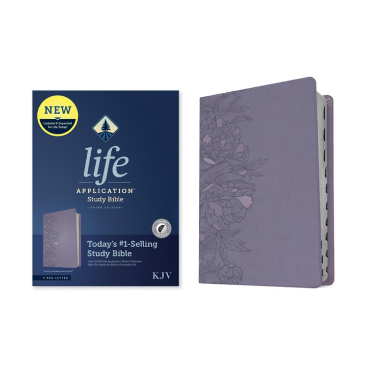 KJV Life Application Study Bible, Third Edition Red Letter, Leatherlike, Peony Lavender, Indexed, Tyndale
