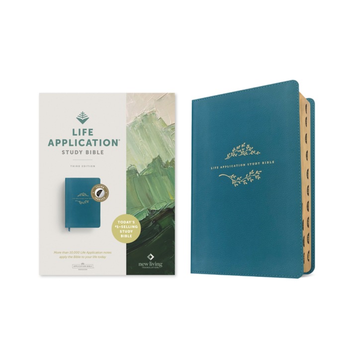 NLT Life Application Study Bible, Third Edition Red Letter, Leatherlike, Teal Blue, Indexed, Tyndale