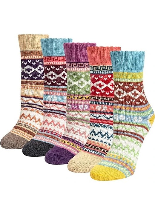Sosete dama merino lana, set 5 perechi, termo, multicolor, marime universala