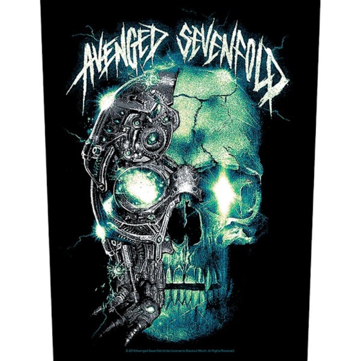 Patch Avenged Sevenfold craniu mecanic negru verde 36x30cm