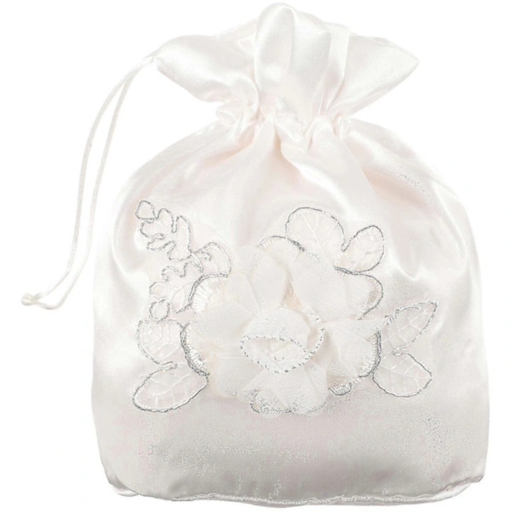 Geanta nunta florala alba 22.5x22x0.5cm textil