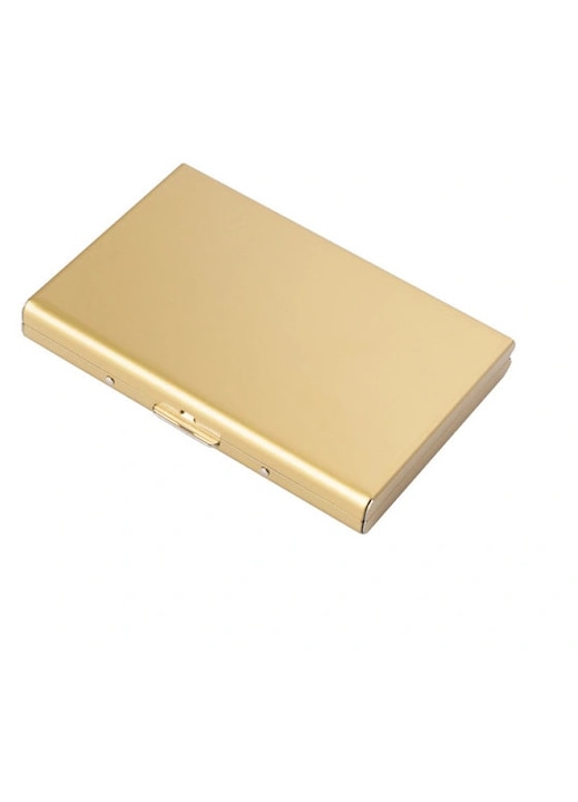 RFID портфейл за карти, 6 слота, метален, златист, 9.5x6.5x1.3cm