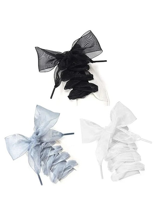 Organza lapos cipőfűző szett 3 pár többszínű 120cm