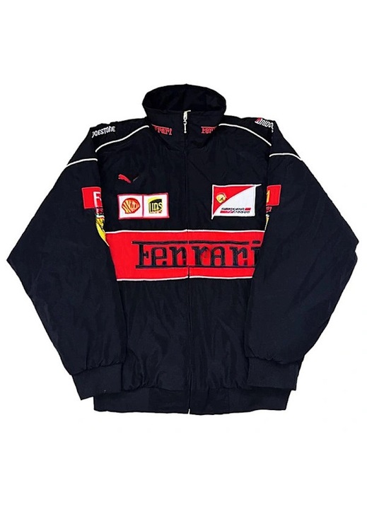 Jacheta sport unisex, retro, cu imprimeu, negru, amestec bumbac/poliester, S INTL
