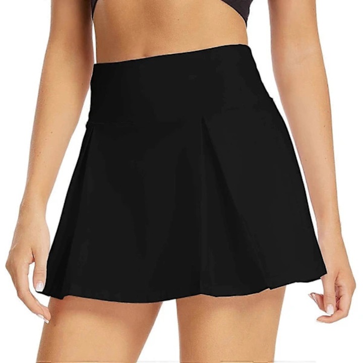 [LCS] Fusta de inot cu talie inalta pentru femei, cu pantaloni scurti de siguranta, Fusta de plaja, Negru, Marimea S. Negru Negru L