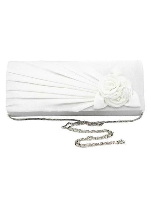 Fehér szatén női borítéktáska 25x10x5cm, elegáns rendezvényekre