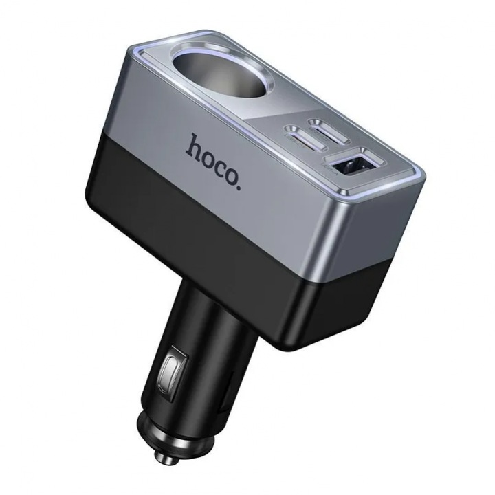 Incarcator Hoco Auto Z65A 165W 3A 1 x Extensie Bricheta - 1 x USB-A - 2 x USB-C Negru