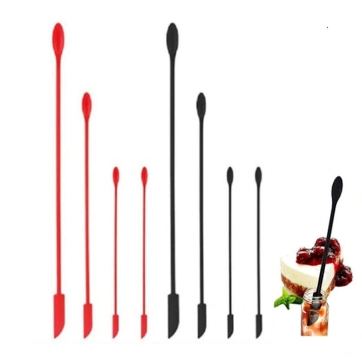 Set 8 spatule siliconice, negru rosu, 30x1.5cm 23x1.1cm 15.5x0.8cm