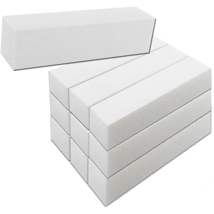 Set 10 pile buffer albe 9.6x2.5x2.5cm cu perie pentru manichiura si pedichiura