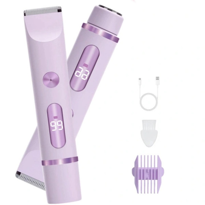 Epilátor szett elektromos 2in1, lila, digitális, kompakt, USB, 15x3cm