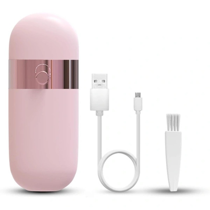 Kompakt epilátor LED-del, USB-ről tölthető, rózsaszín, hordozható, 10x4cm