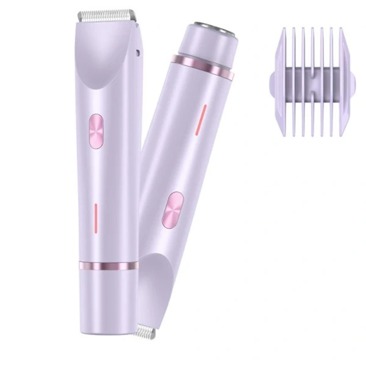 Aparat de ras electric 2-in-1 pentru femei, trimmer bikini si aparat de tuns, cu cap dublu flotant si lama R, IPX7 impermeabil, incarcare Type-C, Mov, 1 buc