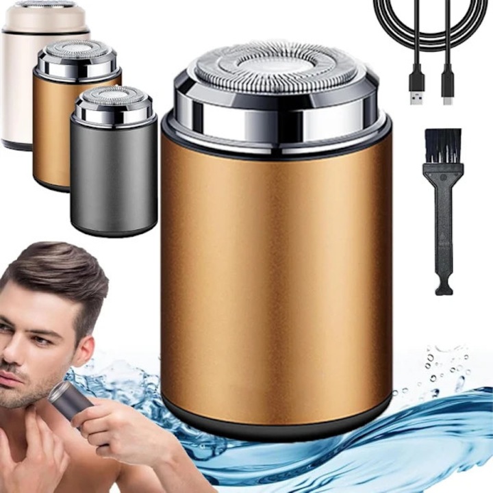 Aparat de ras electric portabil / mini shaver, rezistent la apa IPX7, corp din aluminiu antiderapant, utilizare umeda/uscata, multicolor, 1 buc