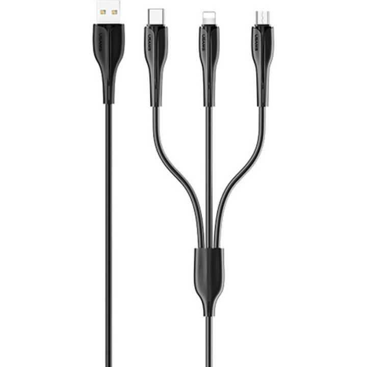 Cablu incarcare 3 in 1 Usams 10W negru 1m