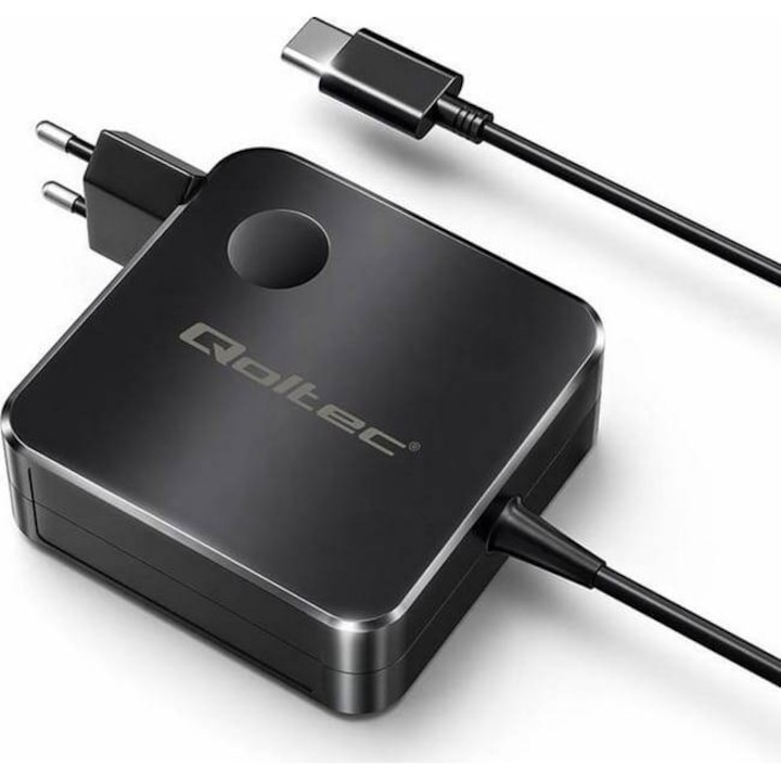 Qoltec 100W GaN Szupergyors USB-C PD 5-20V 3-5A Fekete Töltő