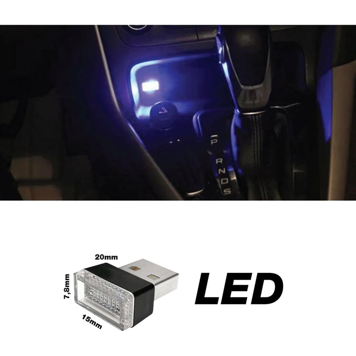 Plafoniera LED Simoni Racing USB albastru 20x15x7,8mm 12V