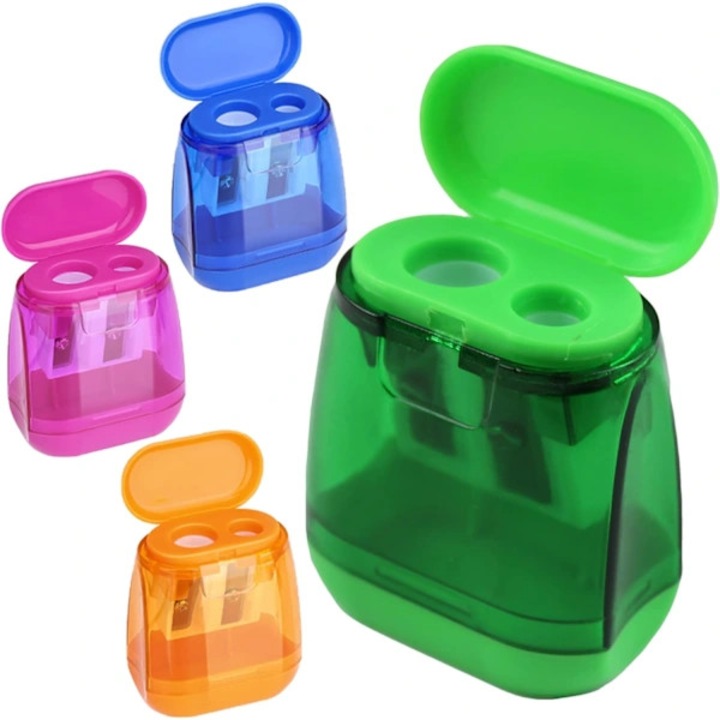 Set 4 ascutitori creioane, dublu orificiu, multicolor, 4.9x4.5x2.7cm