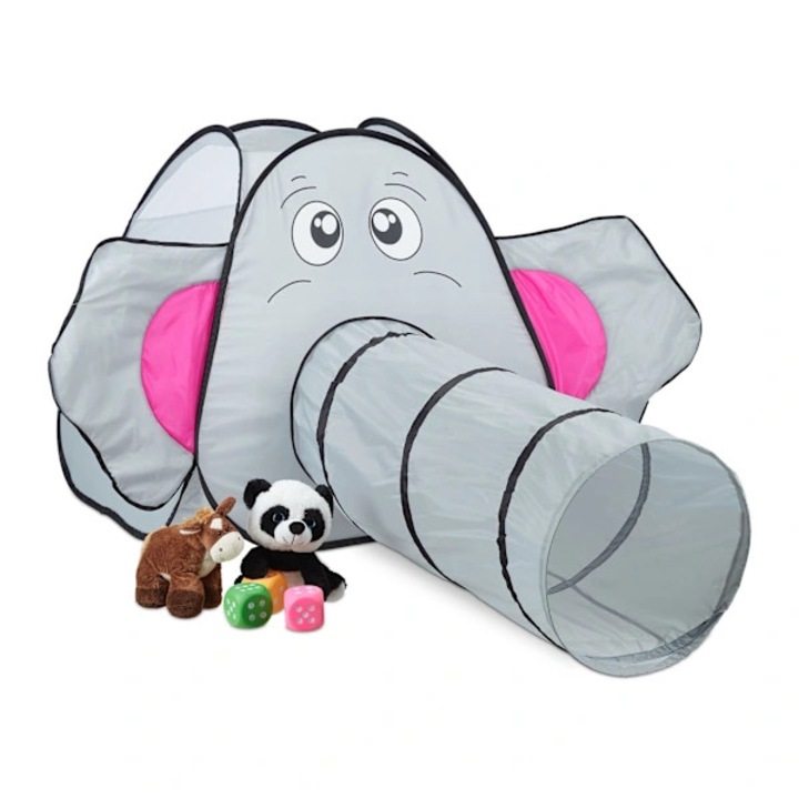 Cort de joaca copii elefant pop-up tunel multicolor