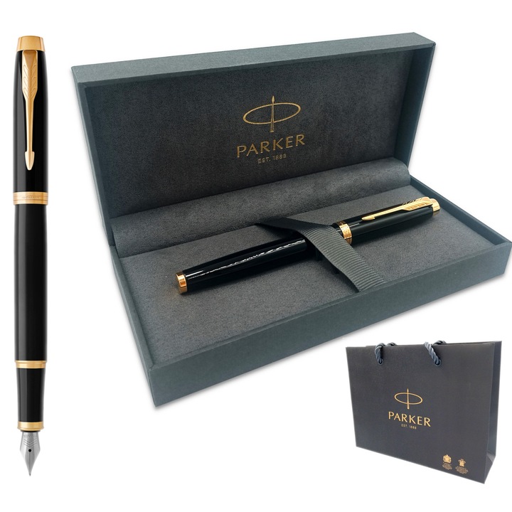 Parker IM aranyozott fekete töltőtoll F 13.5x1.2cm ajándékszett