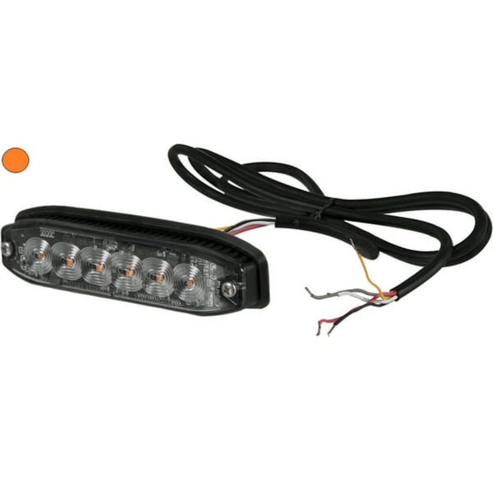 LED figyelmeztető lámpa 6, téglalap alakú, narancssárga, 130x30x16mm, 12V, IP67